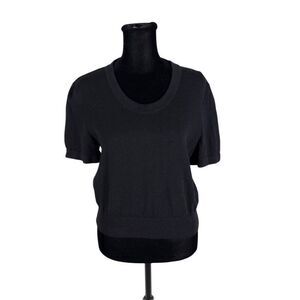 St. John Wool Blend Knit Cropped Short Sleeve Blouse - Women’s S